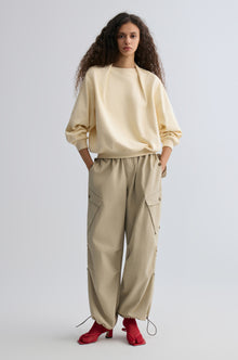 Cotton Panelled Sweater Cream