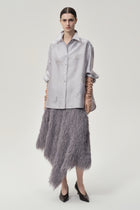 Asymmetrical Fringed Skirt Grey