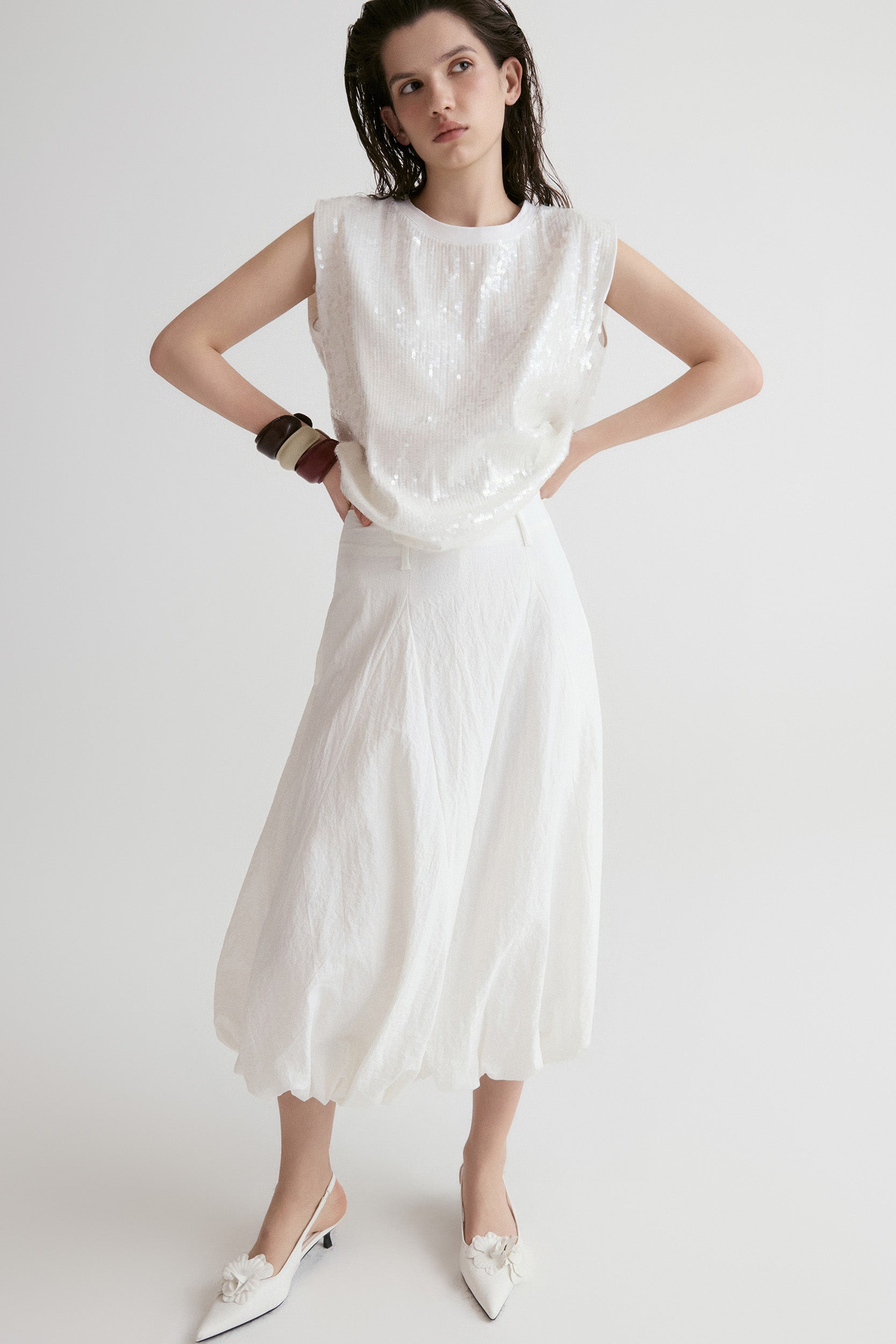 Amalfi Ballon Skirt-White