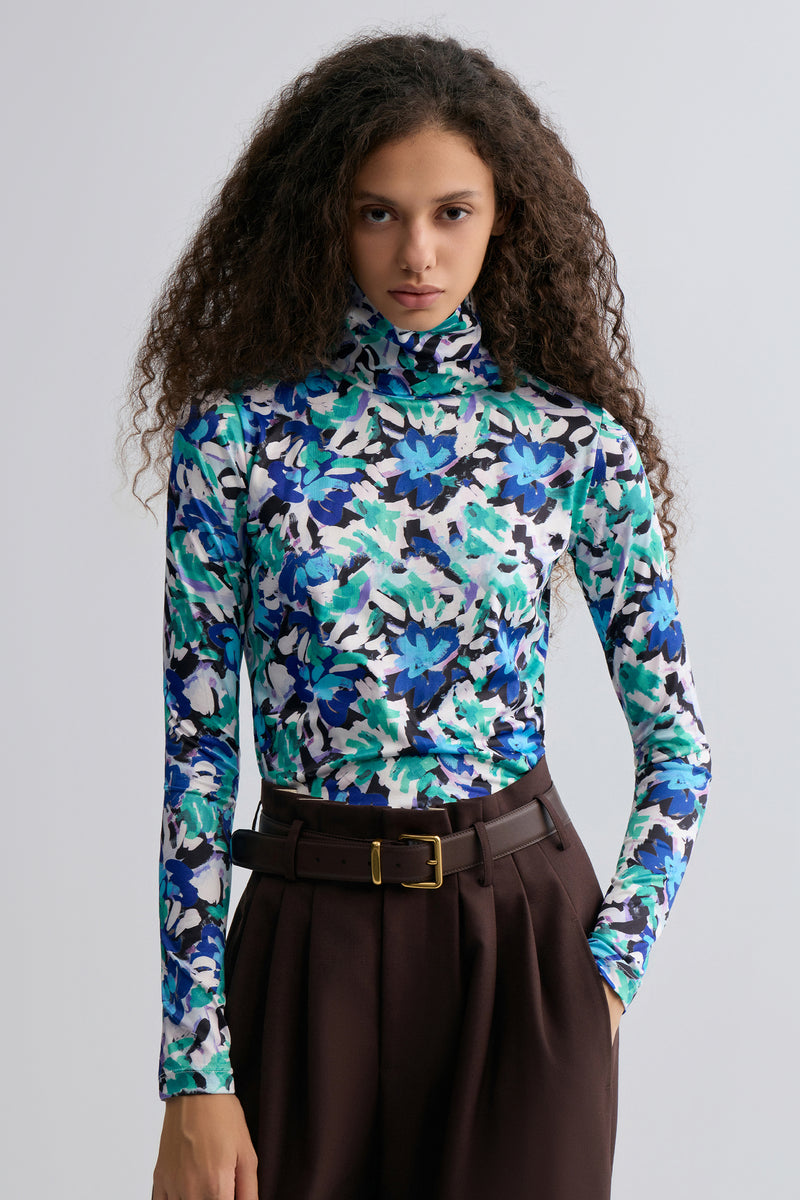 Petal Long Sleeve Turtleneck Top