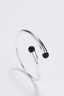 Silver onyx wrap cuff bracelet