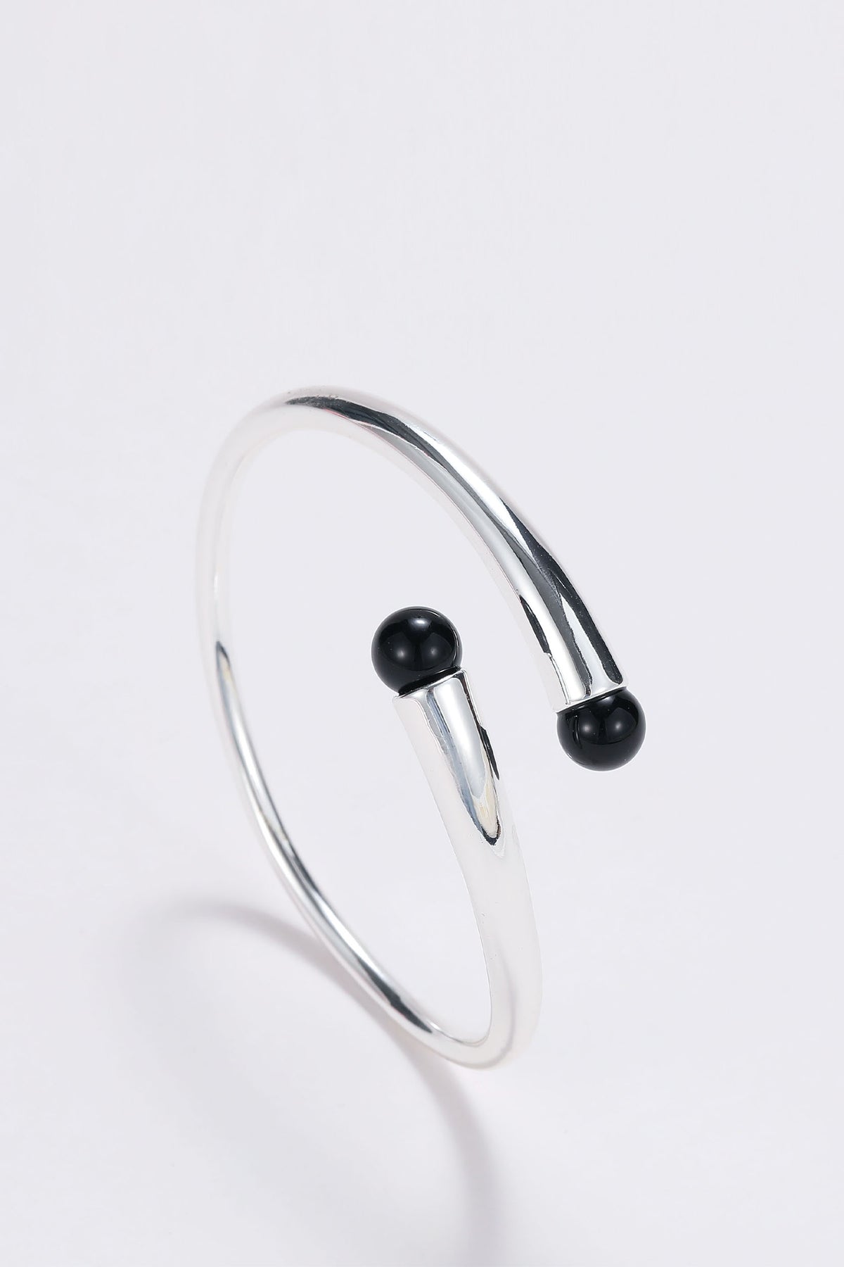 Silver onyx wrap cuff bracelet