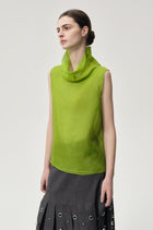 Silk Organza Turtleneck Top Ivy Green