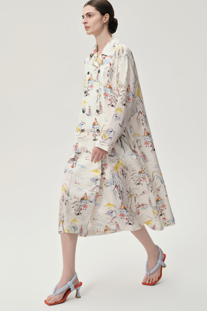 Sieste Printed  Silk-blend Trench