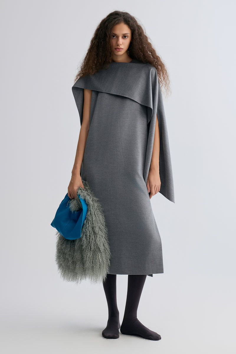 Opera Cape Maxi Dress Grey Melange