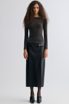 Sheen Velvet Mesh Top Steel Grey