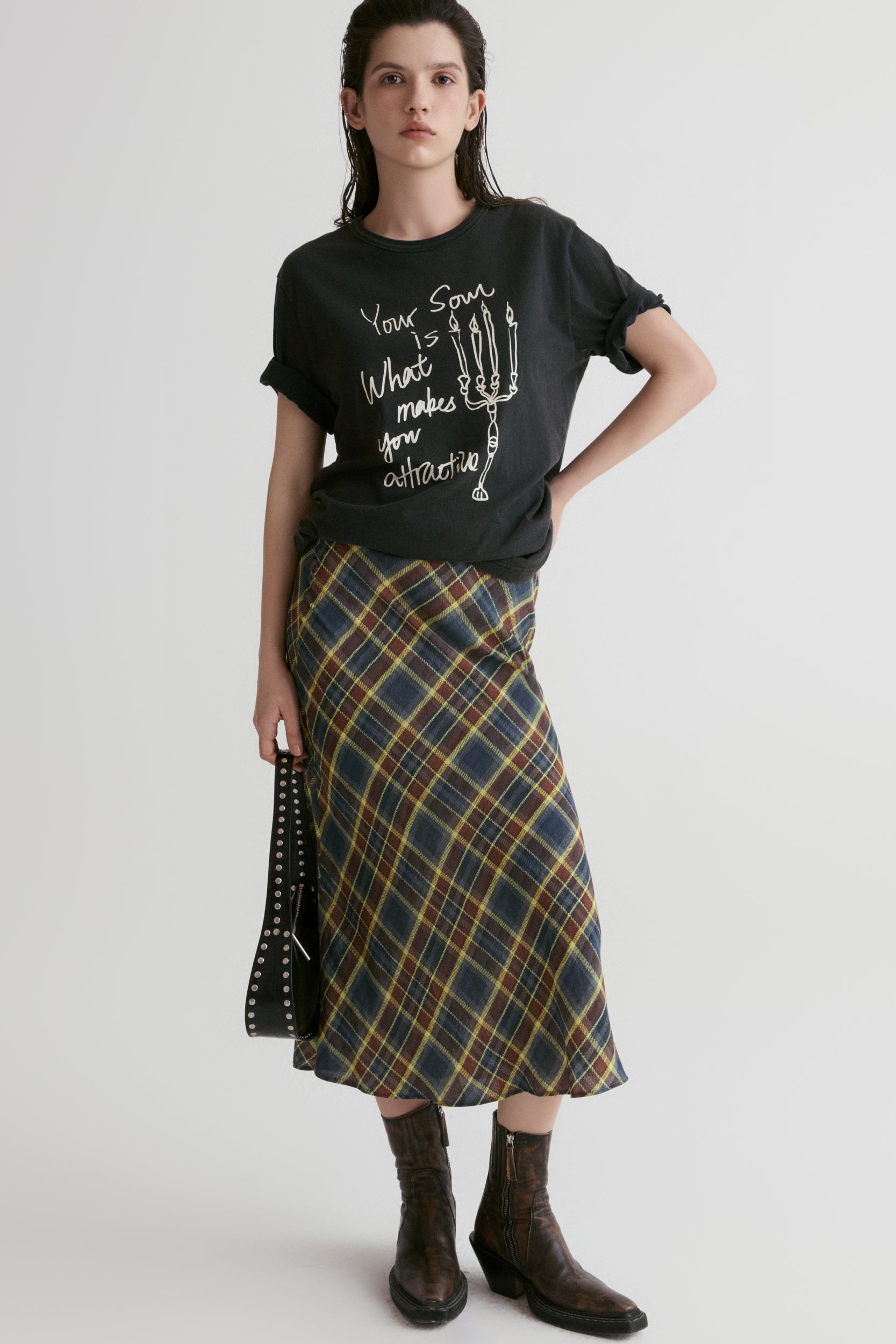 Ziggy Checked Midi Skirt