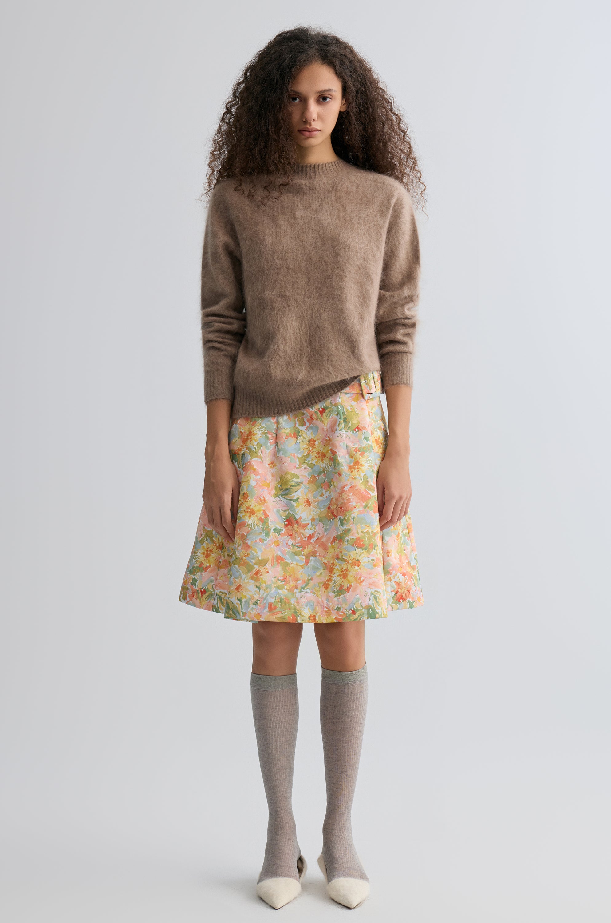Buttery Boxy Brushed Wool Sweater Truffle Melange