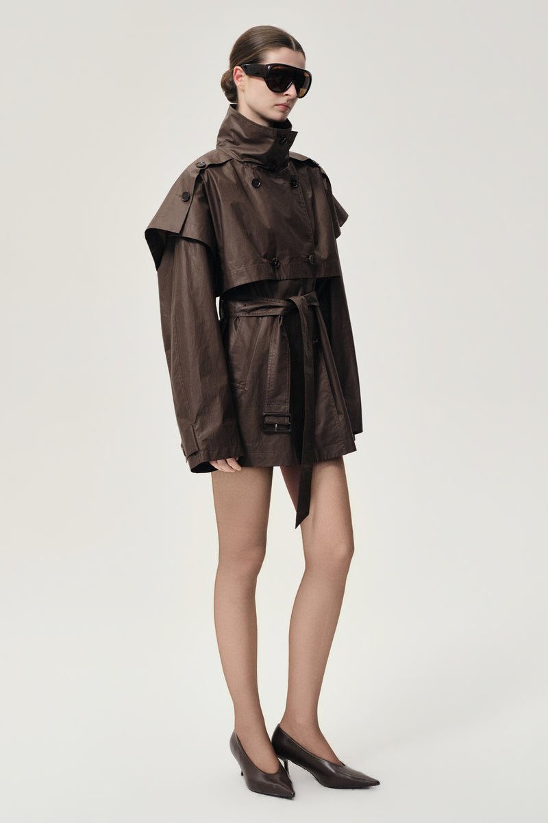 Lisa  Cape Trench Dark Cherry