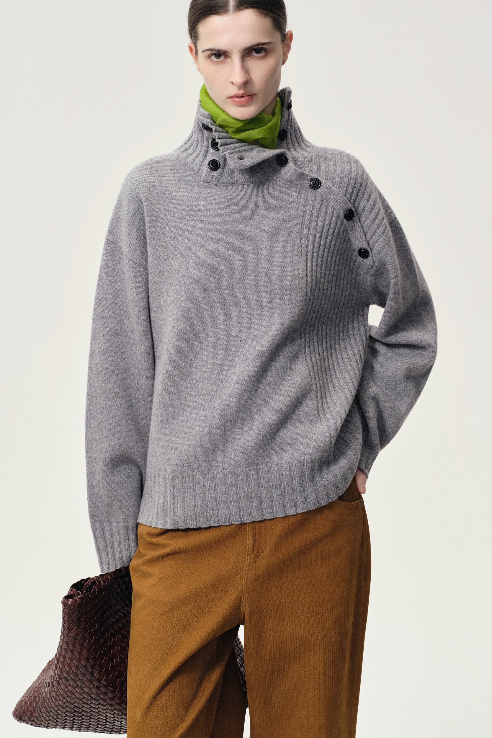 Vicky Turtleneck in Wool and Cashmere Grey Melange