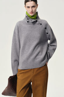 Vicky Turtleneck in Wool and Cashmere Grey Melange