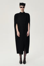 Double-faced Sculptural Wool Cape Coat Black