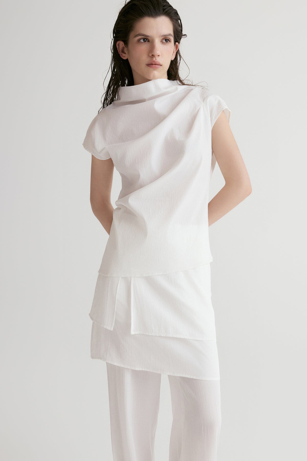 Provence Draped Shirt - White