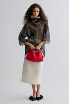 Two-tone Reversible Organza Blouse in silk Black