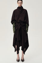 Check Wrap Wool Skirt Navy/Rum