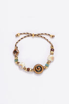 Tide gold-plated and seashell beaded bracelet Beige