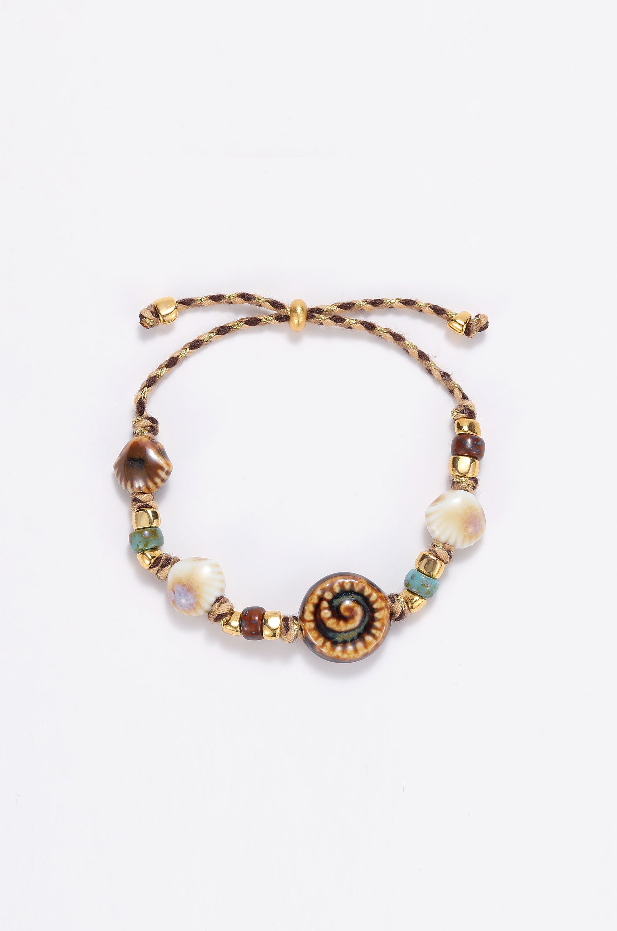 Tide gold-plated and seashell beaded bracelet Beige
