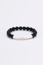 Magma onyx and silver beaded bracelet Black