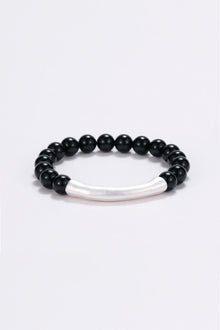 Magma onyx and silver beaded bracelet Black