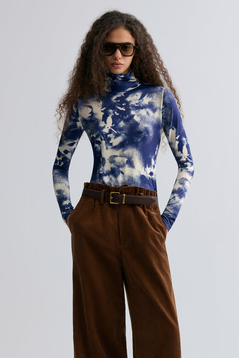 Shadow Long Sleeve Turtleneck Top Navy