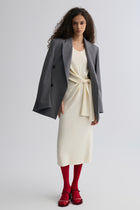 Knot-detail Knitted dress in Merino Wool Cream