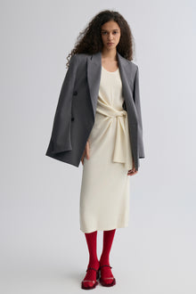 Knot-detail Knitted dress in Merino Wool Cream