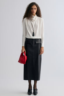 Cowl Jersey Top White