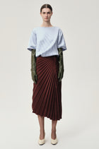 Asymmetrical Pleated Blouse Light Blue