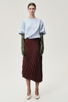Asymmetrical Pleated Blouse Light Blue