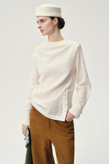Draped Wool-blend Top Cream