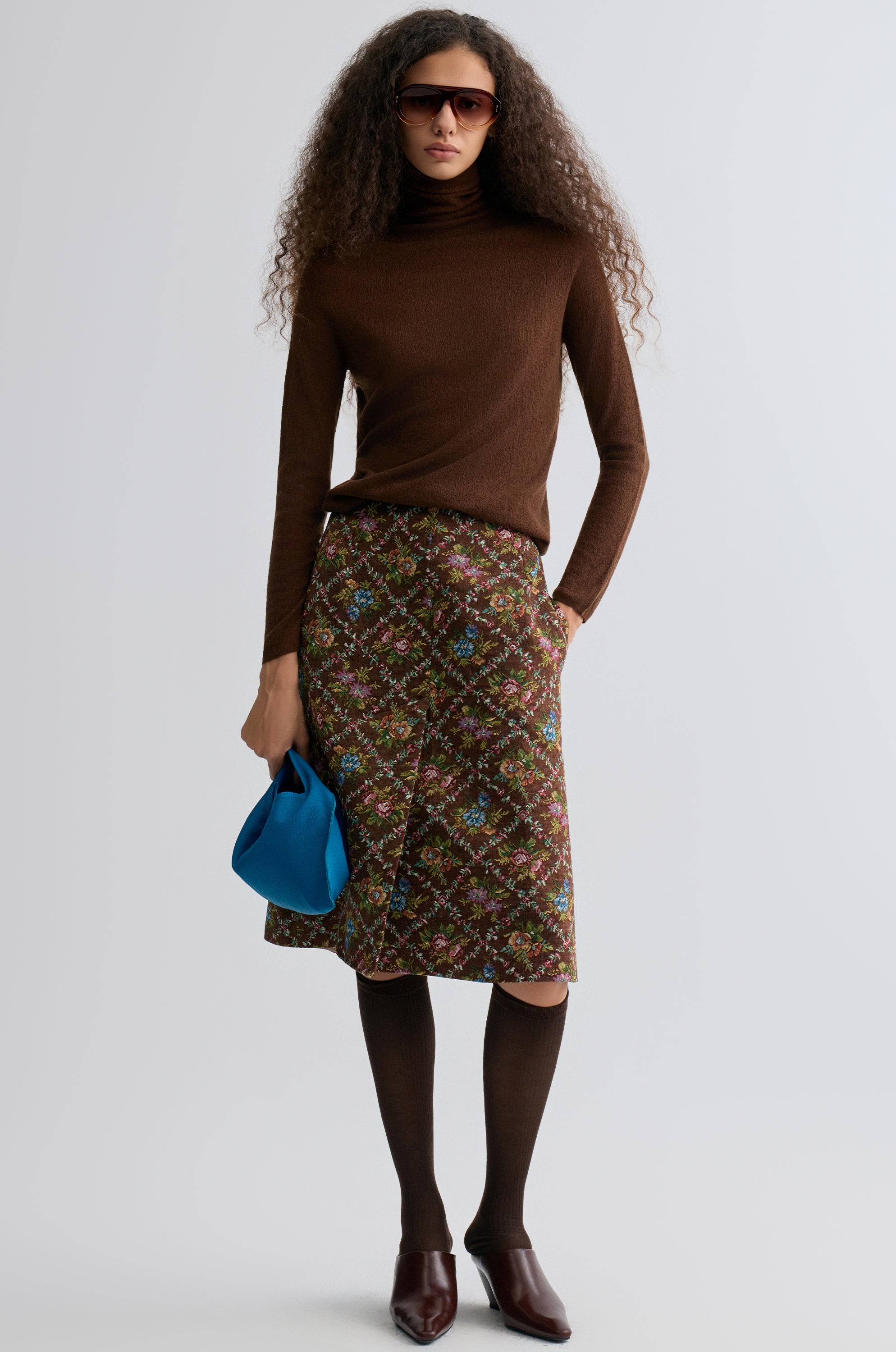 Retrobloom Jacquard Skirt Chocolate