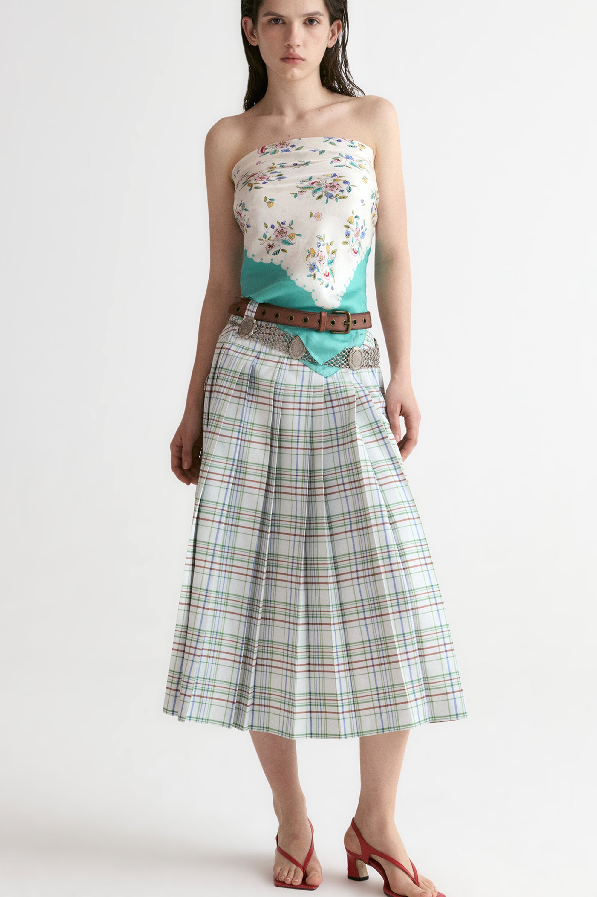 Capri Pleated Midi Skirt