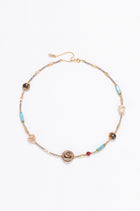 Tide gold-plated and seashell beaded necklace Beige