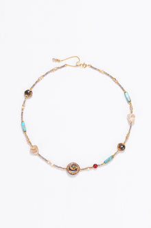Tide gold-plated and seashell beaded necklace Beige