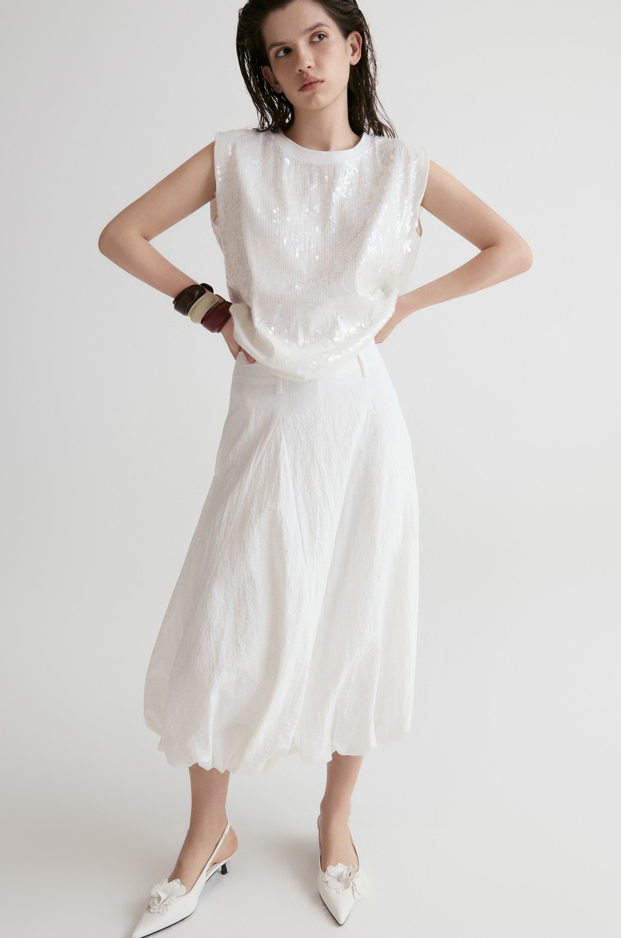 Amalfi Ballon Skirt-White