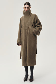 Double Alpaca Wool Wrap Coat Squirrel Melange