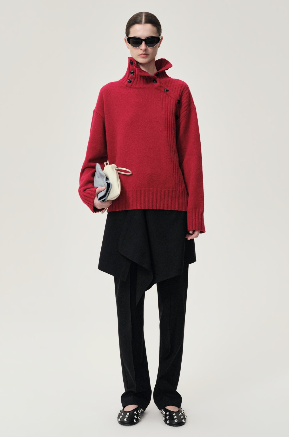 Vicky Turtleneck in Wool and Cashmere Red