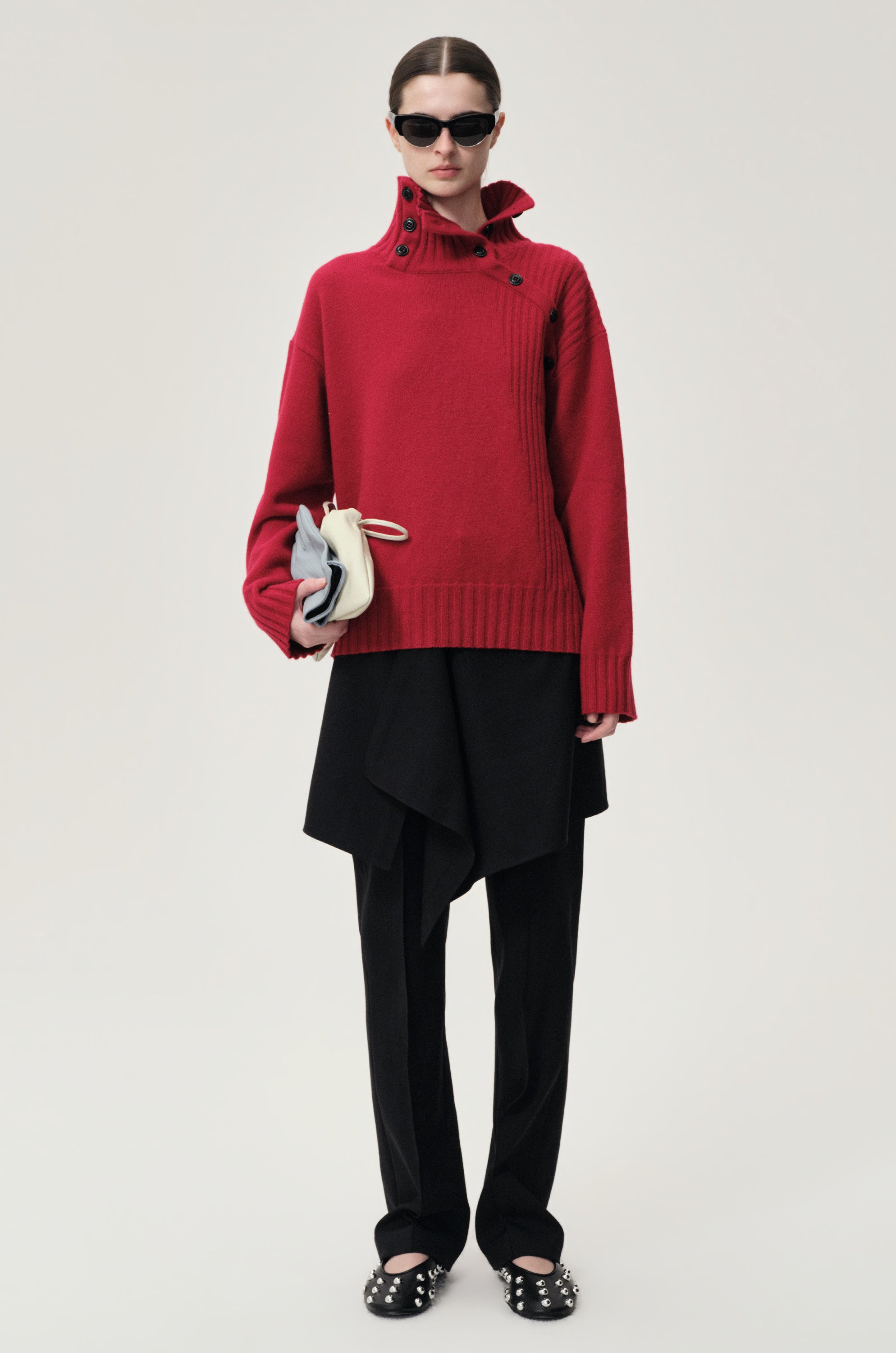 Vicky Turtleneck in Wool and Cashmere Red