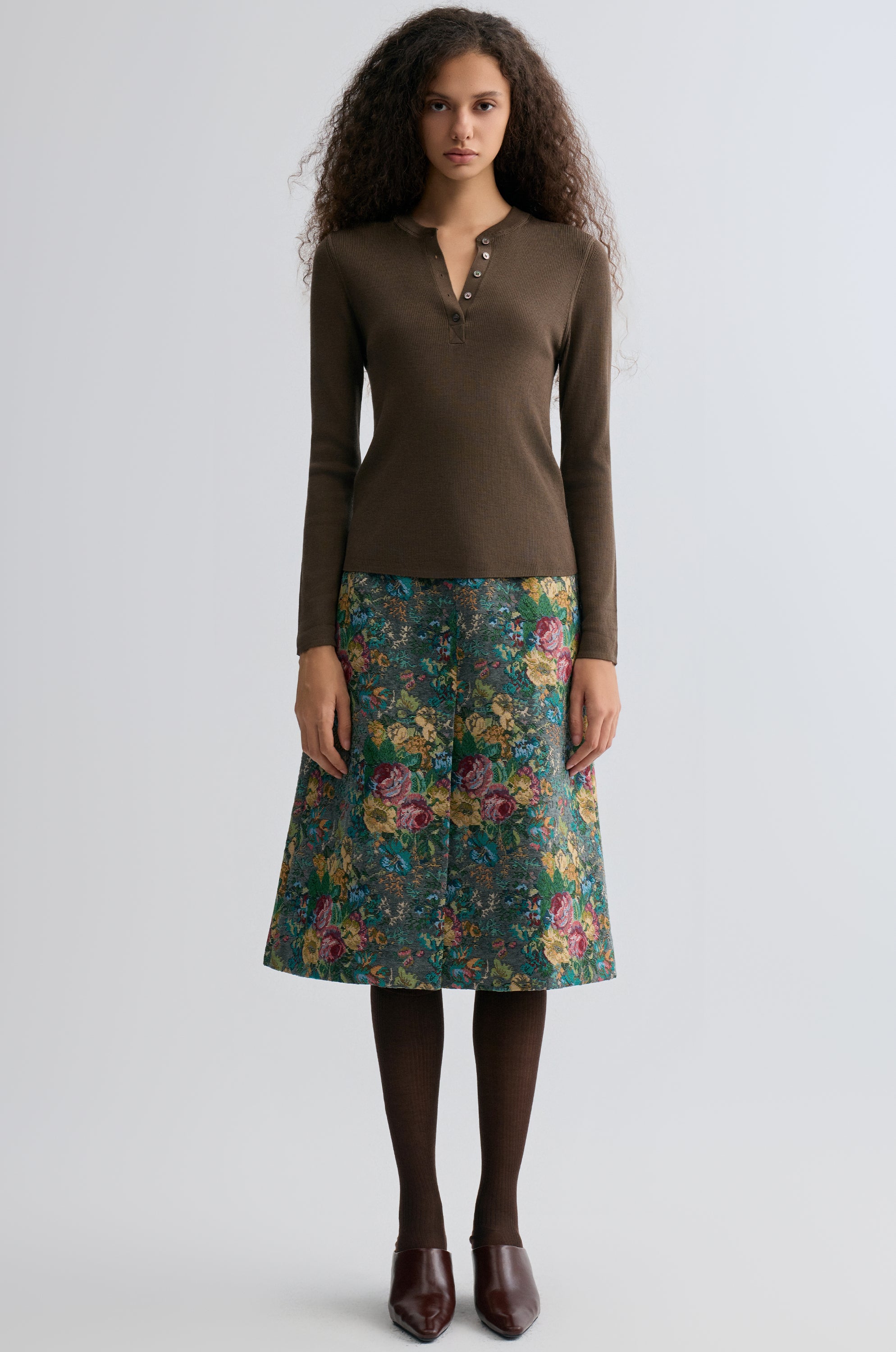 Rosetta Jacquard Skirt Grey