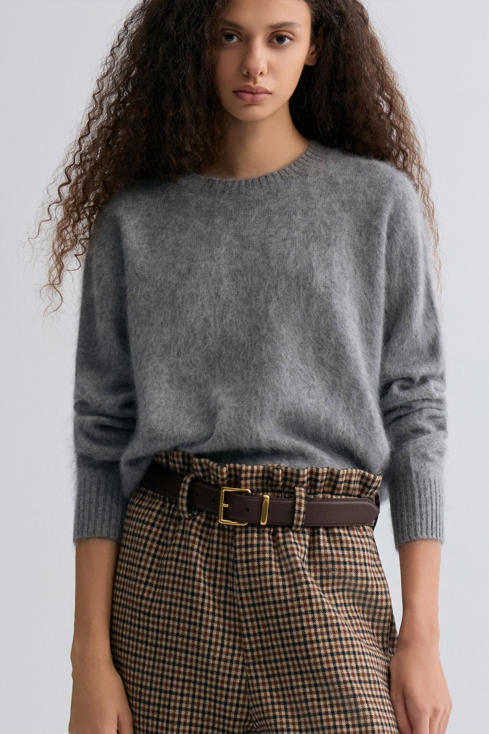 Buttery Boxy Brushed Wool Sweater Grey | Front Row Shop