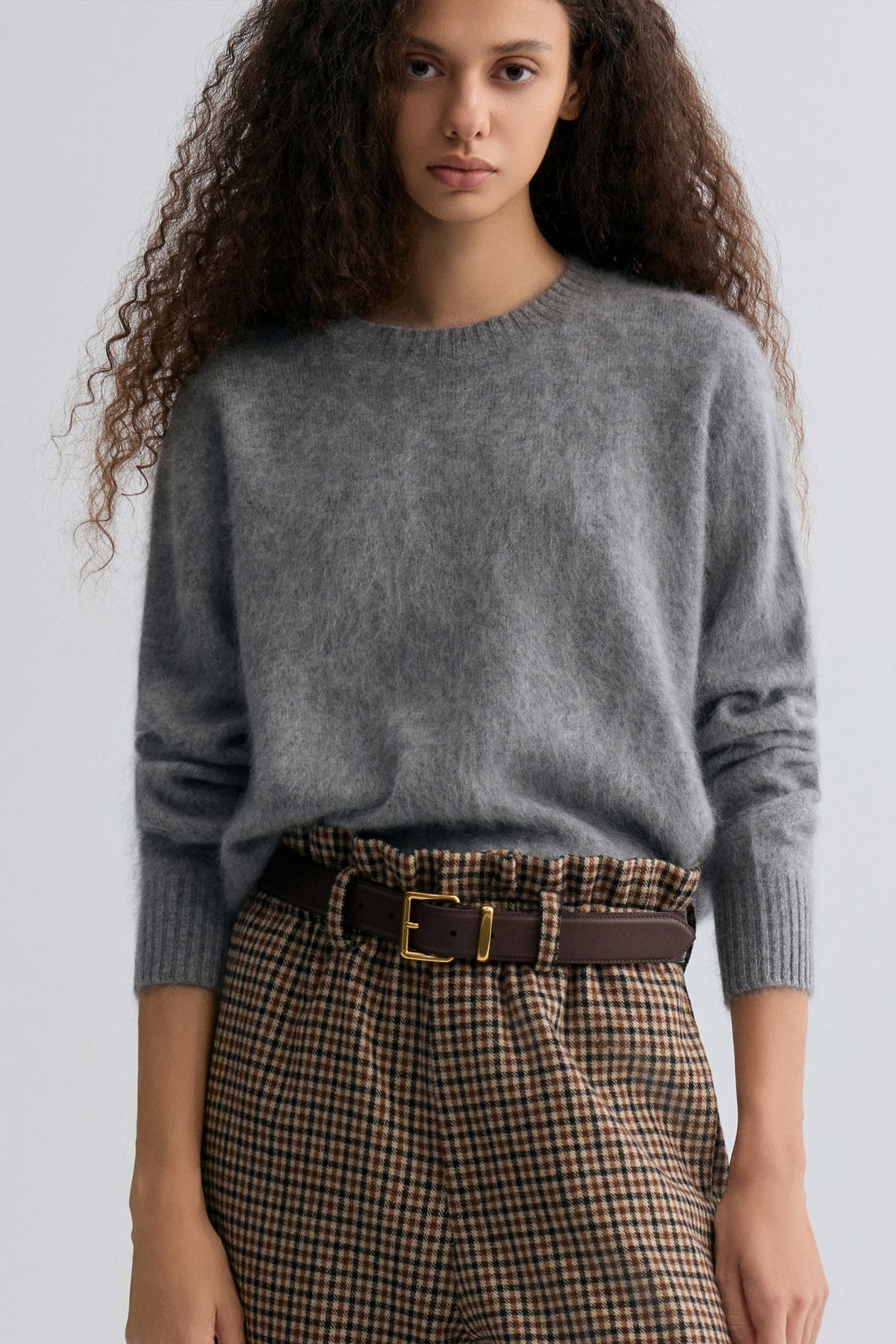 Buttery Boxy Brushed Wool Sweater Grey