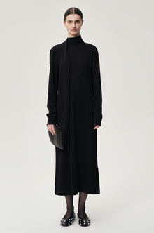 Reversible Fringed Scarf Dress Black