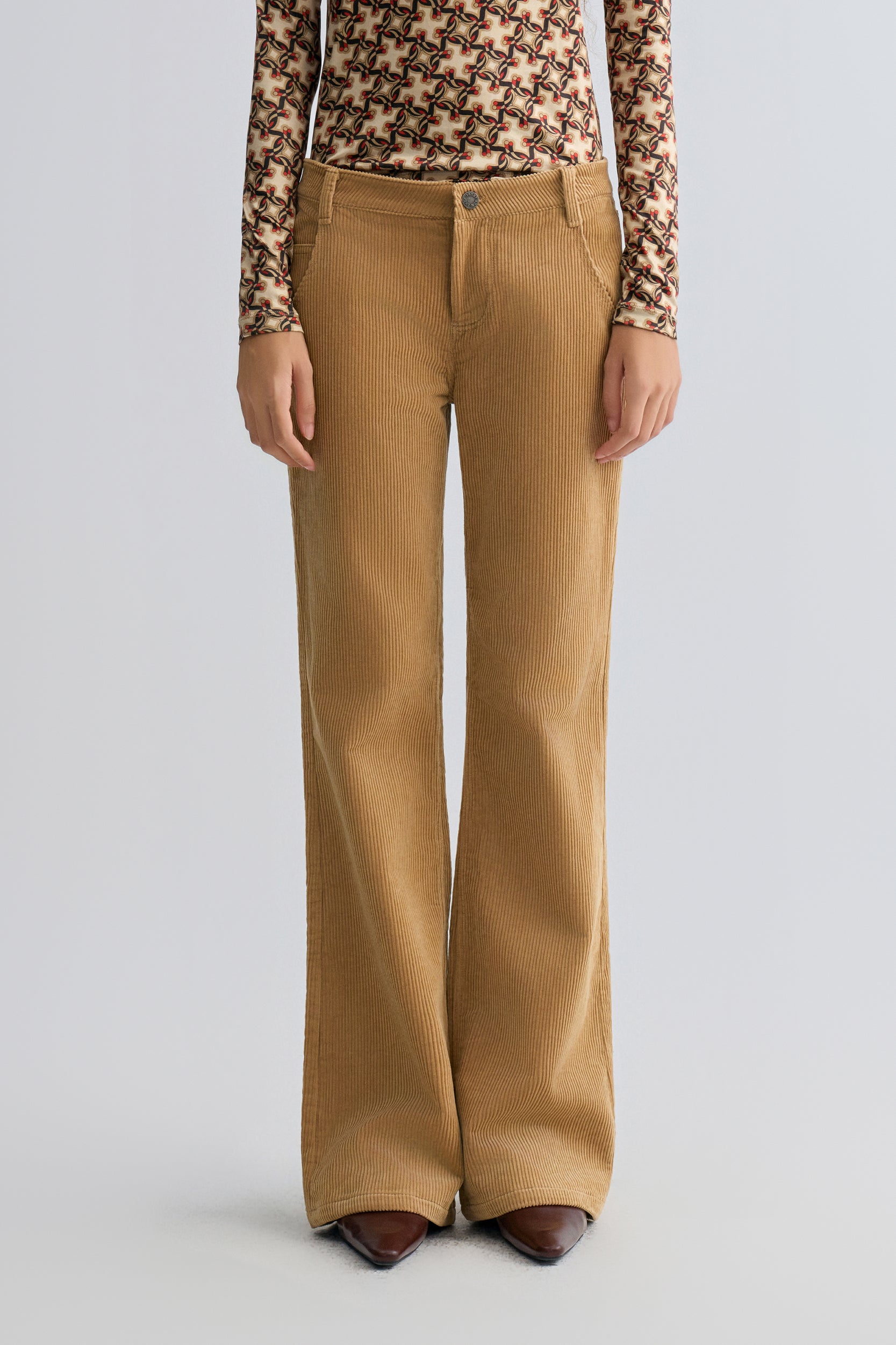 Corduroy Flared Trousers Sand