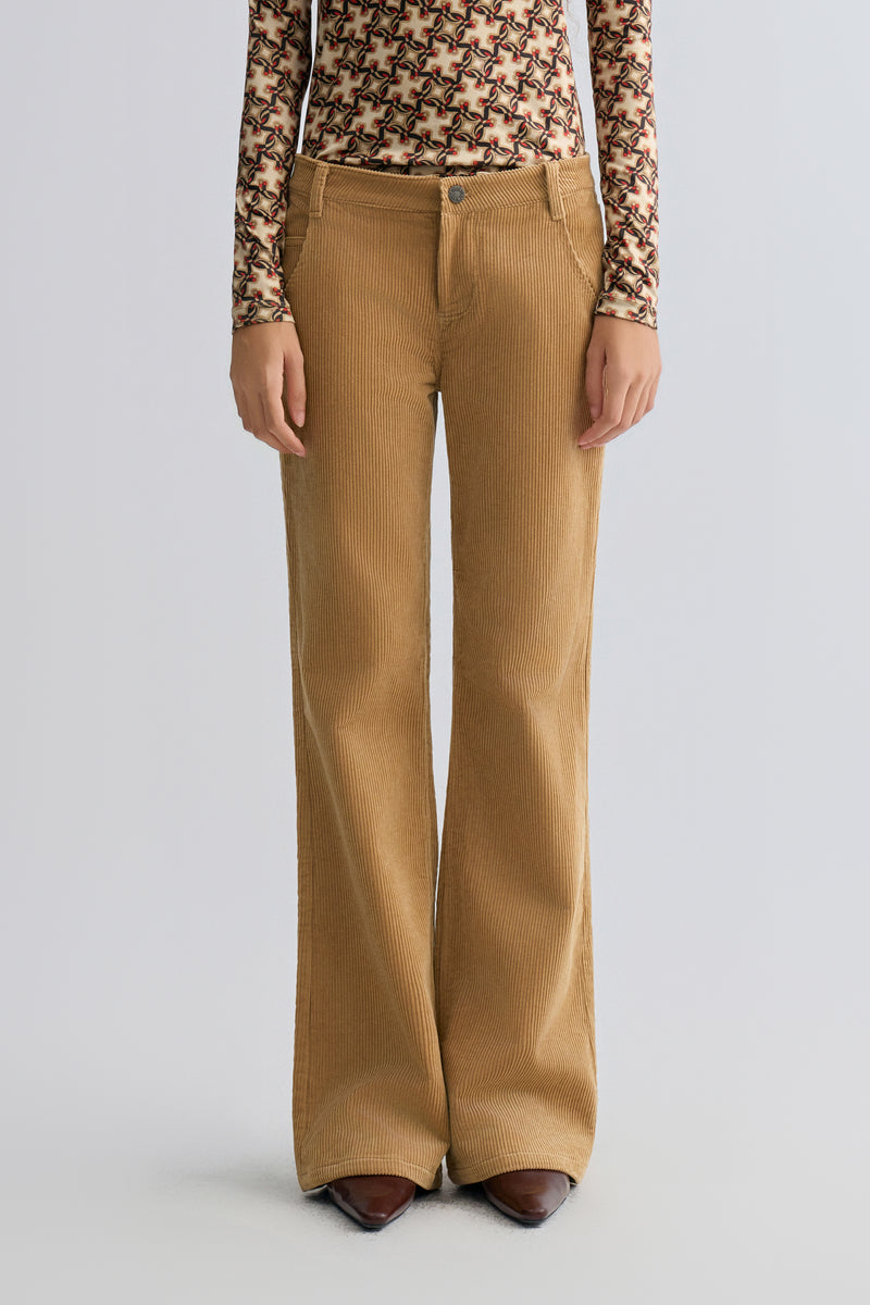 Corduroy Flared Trousers Sand