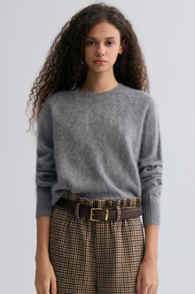 Buttery Boxy Brushed Wool Sweater Grey
