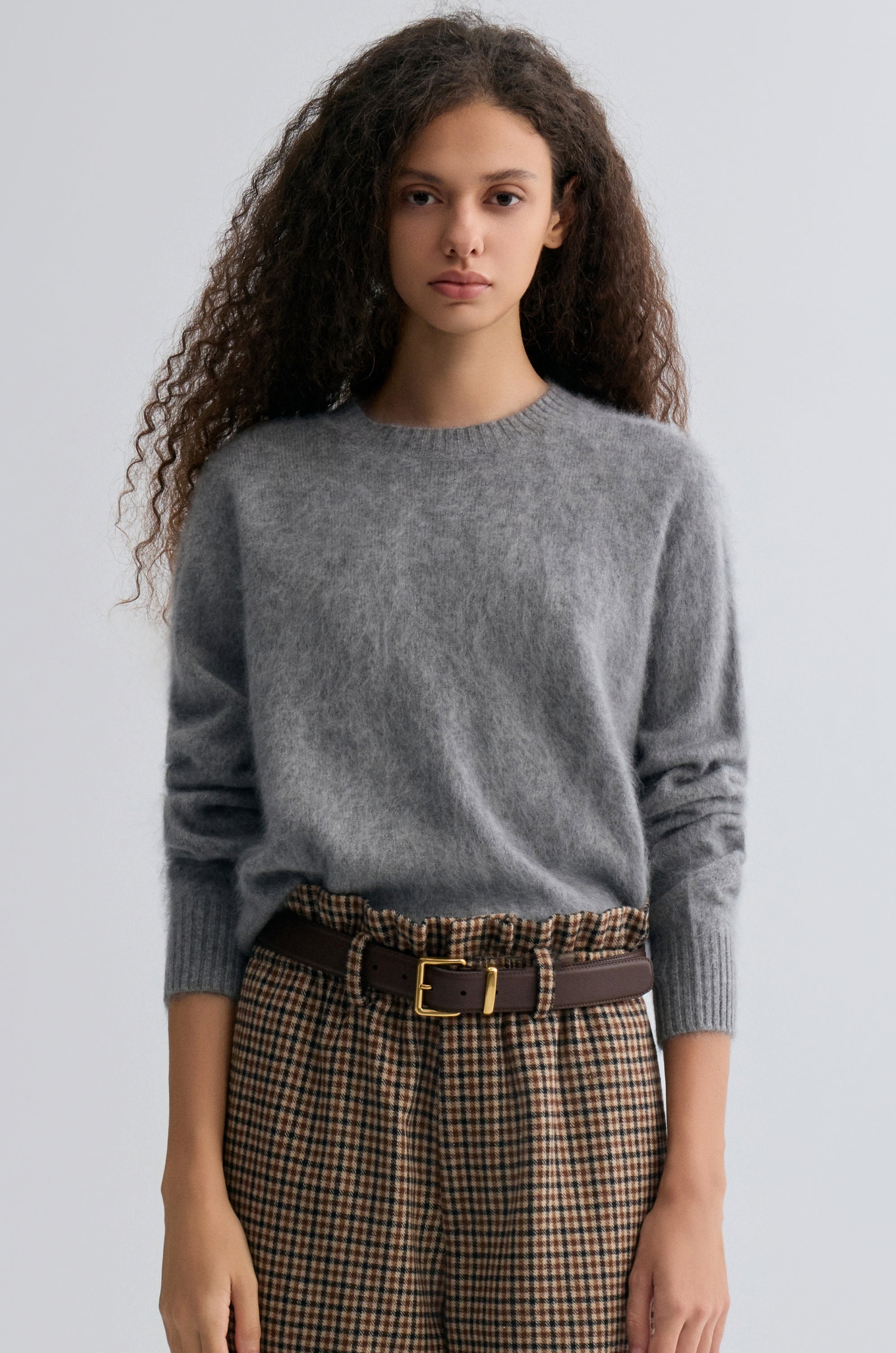 Buttery Boxy Brushed Wool Sweater Grey