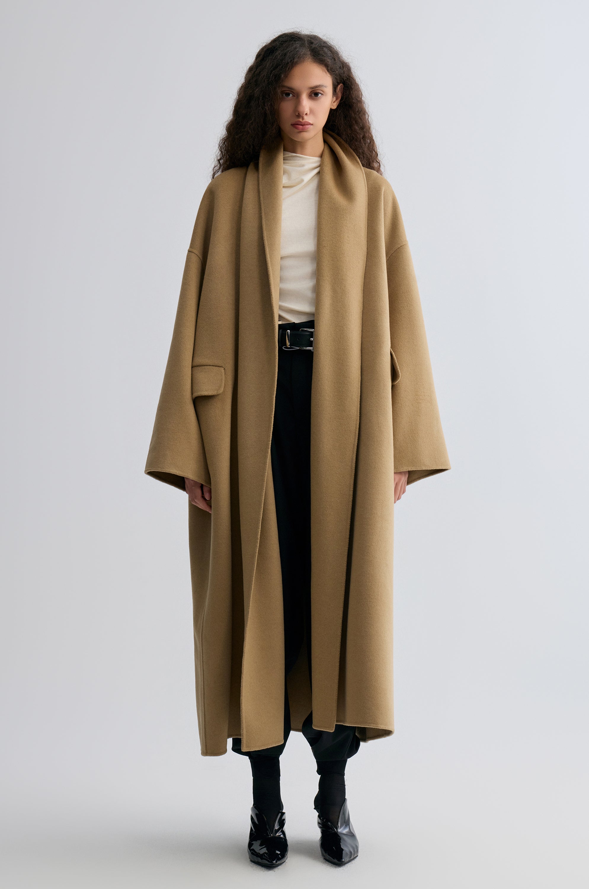 Oversized Double-faced Scarf Coat Hazel