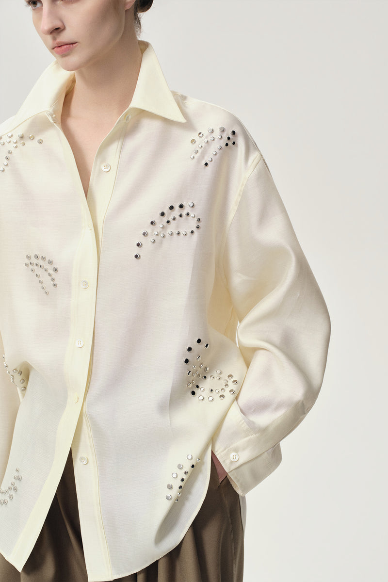 Stud-embellished Shirt Vanilla