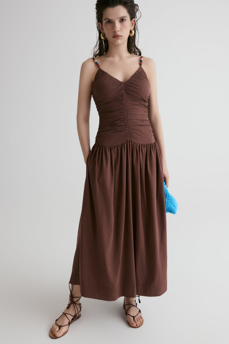 Tuscany Drape Cami Dress-Crimson