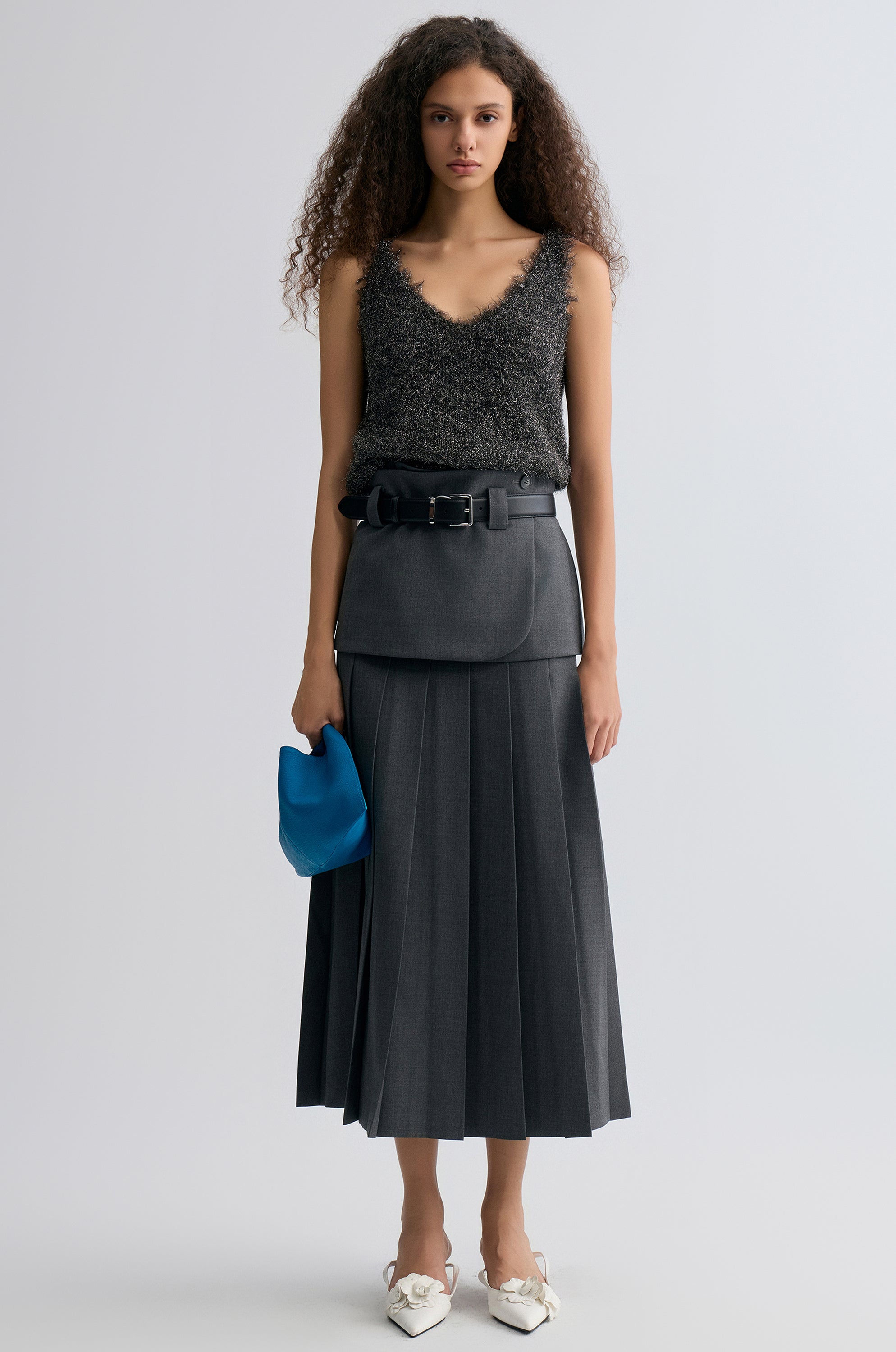 Fringe Metallic Tank Anthracite Grey